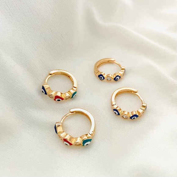 Multicolor Evil Eye Huggies! - Picture 3 of 4